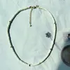 Choker Minority Natural Semi-Erecious Stone Pärled Moonstone Mönster Green Water Wave Chain Star-Moon Round Plate staplad halsband