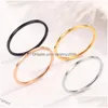 Band Rings 1-2Mm Thin Rose Gold Titanium Steel Ring Anti-Allergy Smooth Simple Wedding For Women Valentines Day Present Drop Deliver Dhqsh