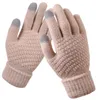 modèles d'explosion Gants d'écran tactile chauds antidérapants d'hiver Femmes Hommes Chaud laine artificielle Stretch Tricot Mitaines 2pcs une paire