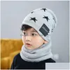 Kapelusze szaliki Zestawy Baby Boy Hat Scalit Zestaw zimowe czapki dzianiny Bawełny ciepła miękka czapka dla dzieci dziewczęta czapki hip -hopowe moda akcesso dhdmi