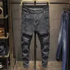 Mannen Jeans Mannen Brief borduren Streetwear Slim fit Jeans broek Modemerk Mannelijke Hiphop Katoen Effen Casual Joggers Denim broek L230724