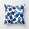 Pillow Case 45x45cm Blue Ink Flower Pillowcase Sofa Living Room Home Decoration Abstract Geometric Polyester Cushion Cover Bedroom Decor 230724