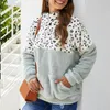 Women's Hoodies Leopard Print Patchwork Hoodie 2023 Kvinnor Winter Zipper Kangaroo Långärmad tröjor Längtare Pullover Kvinnlig kappa 101