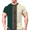 Mannen T-shirts Retro Folk Style T-shirt Mannen 3D Print Tees Oversized Sneldrogend Shirt Zomer Eenvoudige Strepen Korte Mouwen Casual Top