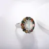 Pierścienie ślubne GZ Zongfa 925 Sterling Silver Natural Opal Damskie obrączkę 3.5 Kolorowy turmalin