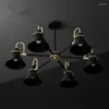 Żyrandole nordycka żelazna kształt rogu światła sypialni lampy salonu design jadalnia czarne białe studium wiszące oprawy
