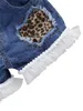 Kläderuppsättningar 16 år Baby Girls Denim Casual Outfit sätter ärmlös Leopardtryck denim Top Leopard Print Denim Shorts Suits Girls 230721