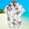 Mäns casual skjortor skjorta är en knapp ner 2023 Hawaii skjorta 3d skrivare man kokosnöt träd graf graf gatan kortvariga ärmar kläder