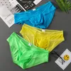 Underpants Men Summer Ice Silk Briefs Sexy U Convex Breathable Translucent Panties Low Rise Elastic Ultrathin Hollow Underwear