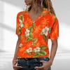 Camicette da donna 2023 Camicia hawaiana stampata per le donne Moda colletto rovesciato Camicie con bottoni e cardigan Top a maniche corte Tunica