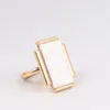 Anillos de racimo Rectangular blanco abulón Shell moda interior Dia 1,7 cm Color dorado Brincos Pendientes joyería para mujer