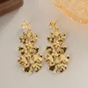 Dangle Earrings Minar Exaggerated 14K Gold Plated Brass Big Metallic Pleated Folium Ginkgo Leaves Long Drop For Women Party Jewelry