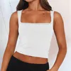 Regata Feminina Feminina Decote Redondo Básico Crop Top Cor Sólida Sexy Alças Sem Mangas Verão Feminina Colete Alta Femme