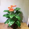 Dekorative Blumen, 70 cm, 18 Gabeln, künstliche, seltene Anthurium-Blume, grüne Pflanzen für den Innenbereich, tropische, gefälschte, unsterbliche Wohnzimmer-, Büro- und Heimdekoration