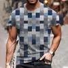 Männer T Shirts Männliche T-Shirts 2023 Casual Einfache Geometrische Druck Camiseta Farbe Block Kurzarm Tops Camisetas De Hombre