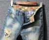 Jeans Masculino Masculino Rasgado vintage azul Calças Jeans retas retas Hip hop streetwear Moda Destroyed Buracos Calça Masculina Denim Plus Size 40 L230724