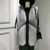 Women's Fur Coat 2023 Autumn And Winter Vest Long Tank Top Jacket Slim Outerwear Lady