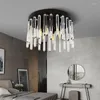 Ceiling Lights American Retro Round Crystal Pendant Study Room Bedroom Modern Living Restaurant Lamps Lighting