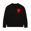 2024 Paris Fashion Mens Designer Amies Knitted Embroidered Red Heart Solid Color Big Love Round Neck Long Sleeve Shirt Sweater Man Women Pullover Winter Knitwear