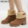 Boots Hot Sale-MCCKLE Plus Size Women Boots Winter Faux Fur Warm Snow Boots Female Platform Block Heels Ankle Ladies Shoes Footwear Z230724