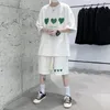 メンズトラックスーツサマーグラフィックスーツワッフルTシャツshirt韓国の2ピースセット特大のファッションショーツ男性ストリートウェア