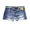 Slip Jeunesse Denim Imprimé Coton Boxer Shorts Hommes 3D Poche Convexe Culotte Dollar Poche Sous-Vêtements Mode Confortable Pour Gay Lingerie