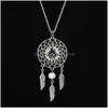 Pendant Necklaces Bohemian Ethnic Skeleton Feather Yoga Dreamcatcher Women Catholic Religious Jewelry Drop Delivery Pendants