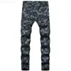 Heren Jeans Mannen mode multi-pocket mannen legergroen broek lange jeans Europese en Amerikaanse plooien Slim fit L230724