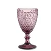 Verres à vin Coupe Verre Coloré Gobelet 240ml Motif Vintage En Relief Romantique Drinkware 4 Sortes Style pour Fête De Mariage Anniversaire Vacances