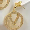 Cerchio Lettera Orecchini pendenti Diamante Oro Classy Lettera Eardrops Placcato oro 18 carati Gioielli di design alla moda Luxury Party Chic Charm Ear Stud