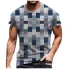 Männer T Shirts Männliche T-Shirts 2023 Casual Einfache Geometrische Druck Camiseta Farbe Block Kurzarm Tops Camisetas De Hombre