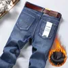 Hommes Hommes Jeans Hommes Coupe Régulière Polaire Mode D'affaires Lâche Casual Stretch Pantalon Homme Marque Plus Velours Rembourré Chaud Pantalon 221123 L230724