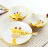 New Cute children's animal tableware set creative bowl plate cartoon fruit ceramic bowl tableware 4 pieces/sets ~
