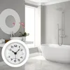 Wall Clocks Goblincore Room Decor Mirror Anti-fog Clock Silent Bathroom Waterproof Suction Cup White Plastic Office