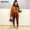 Femmes Vestes CM.YAYA Femmes Zipper Fly Manches Longues Col Rabattu Taille Haute Veste Automne Hiver Élégant Streetwear Tunique Vestes Outcoat L230724