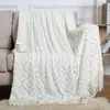 Blankets Tassel Sofa Blanket 127x172cm Plaid Soft Smooth Throw For Bed Cover Decorative Home Office Accessories