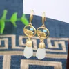 Dangle Earrings SA SILVERAGE Women's Inlaid Orchids Ear Drop Turquoise Long S925 Pure Silver Auspicious Cloud-print Hook Fashion