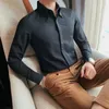 Männer Casual Hemden Männer Frühling Herbst Solide Business Kleid Männlich Versteckte Taste Slim Freizeit Alle Spiel Schnalle Kragen Hemd party