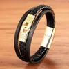 Bracelets porte-bonheur TYO classique hommes bijoux en cuir véritable acier inoxydable noir corde chaîne mode bracelet pour homme cadeau aimant