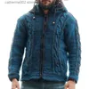 Herrtröjor män tröja huva stickade rockar hösten vinter tjock blå zip cardigan herr mode knitt hoodie tops blusa de frio masculino t230724