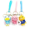 Keychains Lanyards Cute cartoon Kakao character keychain creative rubber keychain Mobile Phone Straps couple bag pendant childrens favorite gift J230724