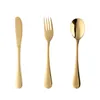 12st Tabelleriset Set Gold Children Cutrow Set Lovely rostfritt stål Matgrad Blue Modervist Set Fork Spoon Knife Flatware Set L230704