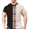 Mannen T-shirts Retro Folk Style T-shirt Mannen 3D Print Tees Oversized Sneldrogend Shirt Zomer Eenvoudige Strepen Korte Mouwen Casual Top