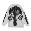 Männer Pullover Hip Hop Skeleton Oansatz Pullover Chinesische Mode Faul Preppy Casual Stil Gestrickte Kleidung Y2k High Street Paar herbst