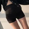 Shorts pour femmes Xs-5Xl Noir Mince Femmes Sexy All Match Maigre Élégant Streetwear Solide Extensible Taille Haute Décontracté Droite