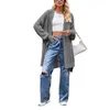 レディースニットの女性Sルーズフィットオープンフロントニットカーディガンセーターとポケット - 居心地の良いスタイリッシュな長袖特大