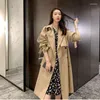 Trench Coats Feminino 2023 Moda Feminina Primavera Outono Longo Casaco Leve Quente Lapela Feminino Blusão Manga Senhora Casual Cáqui