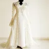 Jaqueta de casamento de renda longa manga longa elegante casaco de casamento primavera inverno bolero jaqueta de noiva 301e