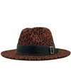 Leopard Print Fedora Hat Women Fascinator Wedding Party Designer Hat Men Dress Top Hats Wide Brim Felt Panama Cap Sun Hat