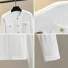 Women's Knits Luxury Elegant Knitted Cardigan Female Autumn Winter Loose Long Sleeve Cropped Sweater Basic Gold Button Tops